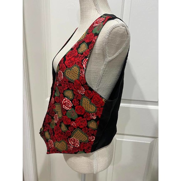 Vintage Women Valentines Floral Print Vest Size Large - Picture 4 of 6